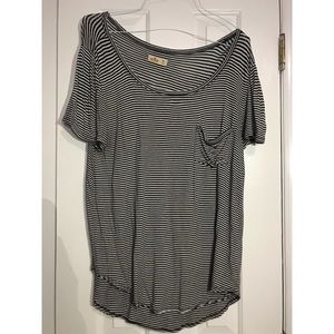 Hollister black and white strip tee
